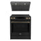 Forno Espresso 2-Piece Appliance Package - 30-Inch Induction Range and Under Cabinet Range Hood in Black with Antique Brass Trim