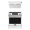 Forno Espresso 2-Piece Appliance Package - 30-Inch Induction Range and Under Cabinet Range Hood in White with Antique Antique Brass Trim