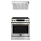 Forno Espresso 2-Piece Appliance Package - 30-Inch Donatello Induction Range and Under Cabinet Range Hood in Stainless Steel with Antique Brass Trim