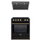Forno 2-Piece Appliance Package - 30-Inch IInduction Range, and Under Cabinet Range Hood in Black with Antique Brass Trim
