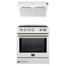 Forno 2-Piece Appliance Package - 30-Inch Induction Range, and Under Cabinet Range Hood in White with Antique Brass Trim