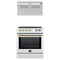 Forno 2-Piece Appliance Package - 30-Inch Induction Range, and Under Cabinet Range Hood in White with Antique Brass Trim