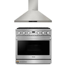Thor Kitchen A-Series 2-Piece Appliance Package - 36-Inch Propane Gas Range and Wall Mount Range Hood in Stainless Steel