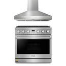 Thor Kitchen A-Series 2-Piece Appliance Package - 36-Inch Propane Gas Range and Pro-Style Wall Mount Range Hood in Stainless Steel