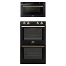 Forno 2-Piece Appliance Package - 30-Inch Vomero Double Wall Oven & 30-Inch Microwave Drawer in Black with Antique Brass Handle