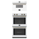 Forno 2-Piece Appliance Package - 30-Inch Vomero Double Wall Oven & 30-Inch Microwave Drawer in White with Antique Brass Handle