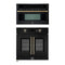 Forno 2-Piece Appliance Package - 30-Inch Asti French Door Electric Wall Oven & 30-Inch Microwave Oven in Black with Antique Brass Handle