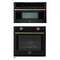Forno 2-Piece Appliance Package - 30-Inch Vomero Wall Oven & 30-Inch Microwave Oven in Black with Antique Brass Handle