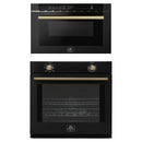 Forno 2-Piece Appliance Package - 30-Inch Vomero Wall Oven & 30-Inch Microwave Drawer in Black with Antique Brass Handle