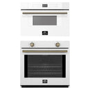 Forno 2-Piece Appliance Package - 30-Inch Vomero Wall Oven & 30-Inch Microwave Drawer in White with Antique Brass Handle