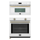 Forno 2-Piece Appliance Package - 30-Inch Vomero Wall Oven & 30-Inch Microwave Oven in White with Antique Brass Handle