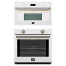Forno 2-Piece Appliance Package - 30-Inch Vomero Wall Oven & 30-Inch Microwave Oven in White with Antique Brass Handle