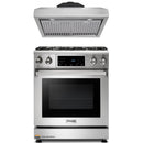 Thor Kitchen 2-Piece Appliance Package - 30-Inch Gas Range with Liquid Propane Kit, Tilt Panel & Premium Under Cabinet Hood in Stainless Steel