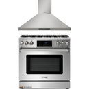 Thor Kitchen 2-Piece Appliance Package - 36-Inch Gas Range with Liquid Propane Kit, Tilt Panel & Premium Wall Mount Hood in Stainless Steel