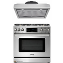 Thor Kitchen 2-Piece Appliance Package - 36" Gas Range with Tilt Panel & Premium Under Cabinet Hood in Stainless Steel