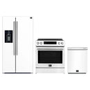 Forno Espresso 3-Piece Appliance Package - 30-Inch Donatello Induction Range, Refrigerator with Water Dispenser and Dishwasher in White with Stainless Steel Trim
