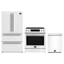 Forno Espresso 3-Piece Appliance Package - 30-Inch Donatello Induction Range, Refrigerator and Dishwasher in White with Stainless Steel Trim