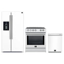 Forno 3-Piece Appliance Package - 30-Inch Leonardo Espresso Induction Range, Refrigerator with Water Dispenser, and Dishwasher in White with Stainless Steel Trim