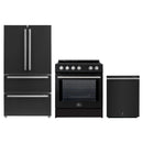 Forno 3-Piece Appliance Package - 30-Inch Leonardo Espresso Induction Range, French Door Refrigerator, and Dishwasher in Black with Stainless Steel Trim