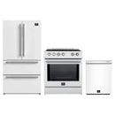 Forno 3-Piece Appliance Package - 30-Inch Leonardo Espresso Induction Range, French Door Refrigerator, and Dishwasher in White with Stainless Steel Trim
