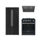 Forno 3-Piece Appliance Package - 30-Inch Gas Range, Under Cabinet Range Hood, and Refrigerator in Black with Antique Brass Trim