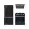 Forno 3-Piece Appliance Package - 30-Inch Gas Range, Under Cabinet Range Hood, & Refrigerator in Black with Antique Brass Trim