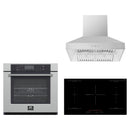 Forno 3-Piece Appliance Package - 36-Inch Ornonzo Induction Cooktop, Villarosa Electric Wall Oven & Wall Mount Range Hood in Stainless Steel