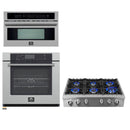 Forno 3-Piece Appliance Package - 36-Inch Lseo Gas Rangetop, 30-Inch Wall Oven in Stainless Steel, & 30-Inch Compact Oven in Stainless Steel