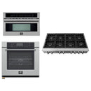 Forno 3-Piece Appliance Package - 48-Inch Lseo Gas Rangetop, 30-Inch Wall Oven in Stainless Steel, & 30-Inch Compact Oven