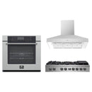 Forno 3-Piece Appliance Package - 48-Inch Spezia Gas Rangetop, Villarosa Electric Wall Oven & Wall Mount Range Hood in Stainless Steel