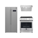 Forno Espresso 3-Piece Appliance Package - 30-Inch Electric Range with 5.0 Cu.Ft. Electric Oven, Built-In Refrigerator, and Under Cabinet Range Hood in Stainless Steel