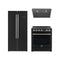 Forno Espresso 3-Piece Appliance Package - 30-Inch Electric Range with 5.0 Cu.Ft. Electric Oven, Built-In Refrigerator, and Under Cabinet Range Hood in Black with Antique Brass Trim