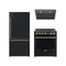 Forno 3-Piece Appliance Package - 30-Inch Espresso Electric Range, Under Cabinet Range Hood, & 31-Inch Refrigerator in Black with Antique Brass Handle