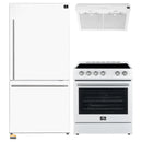 Forno 3-Piece Appliance Package - 30-Inch Espresso Electric Range, Under Cabinet Range Hood, & 31-Inch Refrigerator in White with Stainless Steel Handle