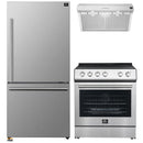 Forno 3-Piece Appliance Package - 30-Inch Espresso Electric Range, Under Cabinet Range Hood, & 31-Inch Refrigerator in Stainless Steel