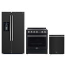 Forno Espresso 3-Piece Appliance Package - 30-Inch Leonardo Electric Range, Refrigerator with Water Dispenser and Dishwasher in Black with Stainless Steel Trim