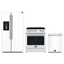 Forno Espresso 3-Piece Appliance Package - 30-Inch Leonardo Electric Range, Refrigerator with Water Dispenser and Dishwasher in White with Stainless Steel Trim