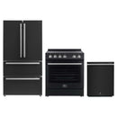 Forno Espresso 3-Piece Appliance Package - 30-Inch Leonardo Electric Range, Refrigerator and Dishwasher in Black with Stainless Steel Trim