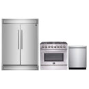 Forno 3-Piece Appliance Package - 36-Inch Dual Fuel Range, Pro-Style Refrigerator, and Dishwasher in Stainless Steel