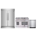 Forno 3-Piece Appliance Package - 48-Inch Dual Fuel Range, Pro-Style Refrigerator, and Dishwasher in Stainless Steel