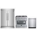 Forno 3-Piece Appliance Package - 36-Inch Gas Range, Pro-Style Refrigerator, and Dishwasher in Stainless Steel