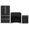 Forno Antico 3-Piece Appliance Package - 36-Inch Dual Fuel Range, 36-Inch Refrigerator, & 24-Inch Dishwasher in Black with Antique Brass Trim
