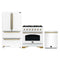 Forno Antico 3-Piece Appliance Package - 36-Inch Dual Fuel Range, 36-Inch Refrigerator, & 24-Inch Dishwasher in White with Antique Brass Trim