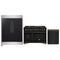 Forno 3-Piece Appliance Package - 48-Inch Dual Fuel Range, 60-Inch Convertible Refrigerator with Modern Trim, and Dishwasher in Black with Antique Brass Handle
