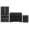 Forno Antico 3-Piece Appliance Package - 48-Inch Dual Fuel Range, 36-Inch Refrigerator, & 24-Inch Dishwasher in Black with Antique Brass Trim