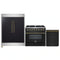 Forno 3-Piece Appliance Package - 36-Inch Dual Fuel Range, 60-Inch Convertible Refrigerator with Modern Trim, and Dishwasher in Black with Antique Brass Handle