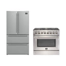 Forno 3-Piece Appliance Package - 36-Inch Galiano Dual Fuel Range, 36-Inch Refrigerator, & Dishwasher in Stainless Steel