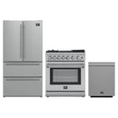 Forno 3-Piece Appliance Package - 30-Inch Dual Fuel Range with Air Fryer, French Door Refrigerator, and Dishwasher in Stainless Steel