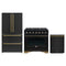 Forno Antico 3-Piece Appliance Package - 36-Inch Gas Range, 36-Inch Refrigerator, & 24-Inch Dishwasher in Black with Antique Brass Trim