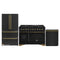 Forno Antico 3-Piece Appliance Package - 48-Inch Gas Range, 36-Inch Refrigerator, & 24-Inch Dishwasher in Black with Antique Brass Trim